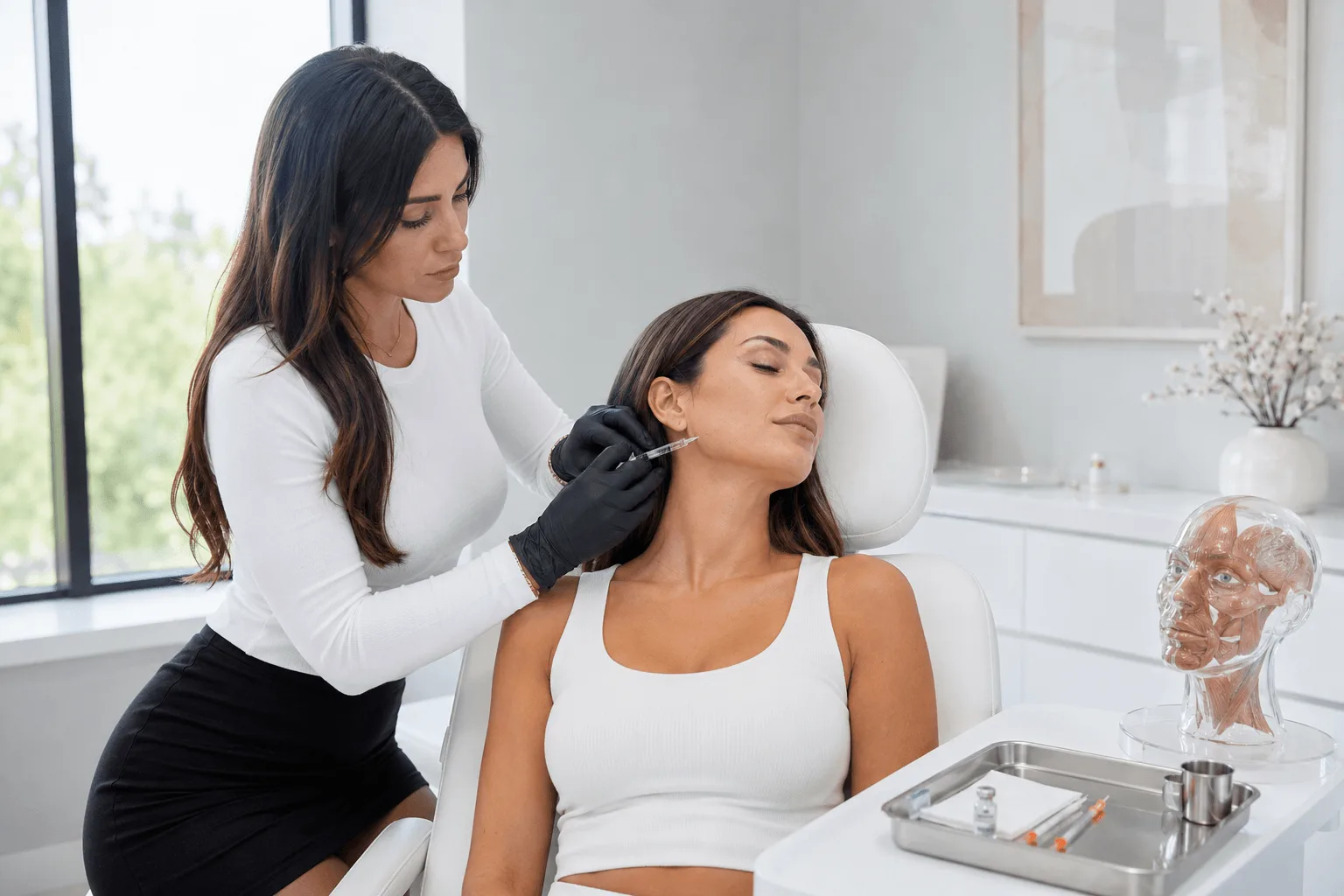 Jawline contouring treatment using precision injectable techniques