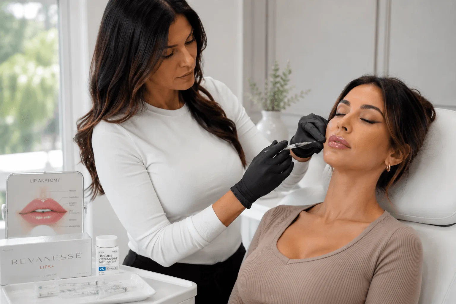 Lip filler enhancement treatment with customized lip anatomy consultation